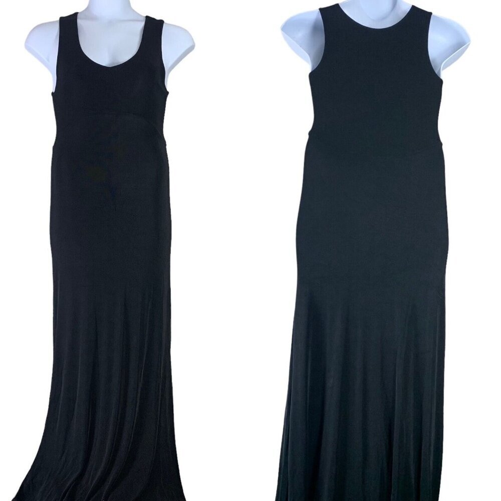 Vintage Maxi Dress Size Small Black Sleeveless Shift Straight Cut Dress Fiore